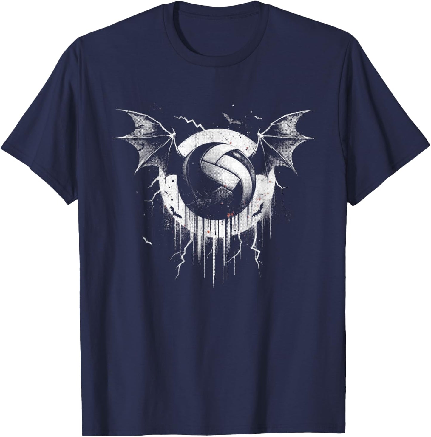 Volleyball Bat - Funny Creepy Volleyball Bat Halloween Lover T-Shirt - T-Shirt | Navy