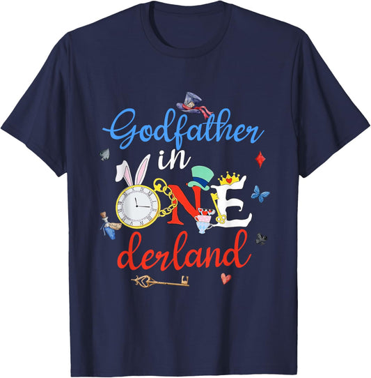 Godfather in ONEderland First Birthday Matching Family 1st T-Shirt - T-Shirt | Navy