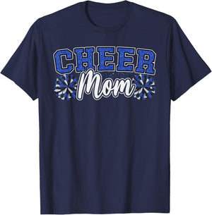 Funny Loud Proud Cheer Mom Mama Cheerleading Blue Black Pom T-Shirt - T-Shirt | Navy