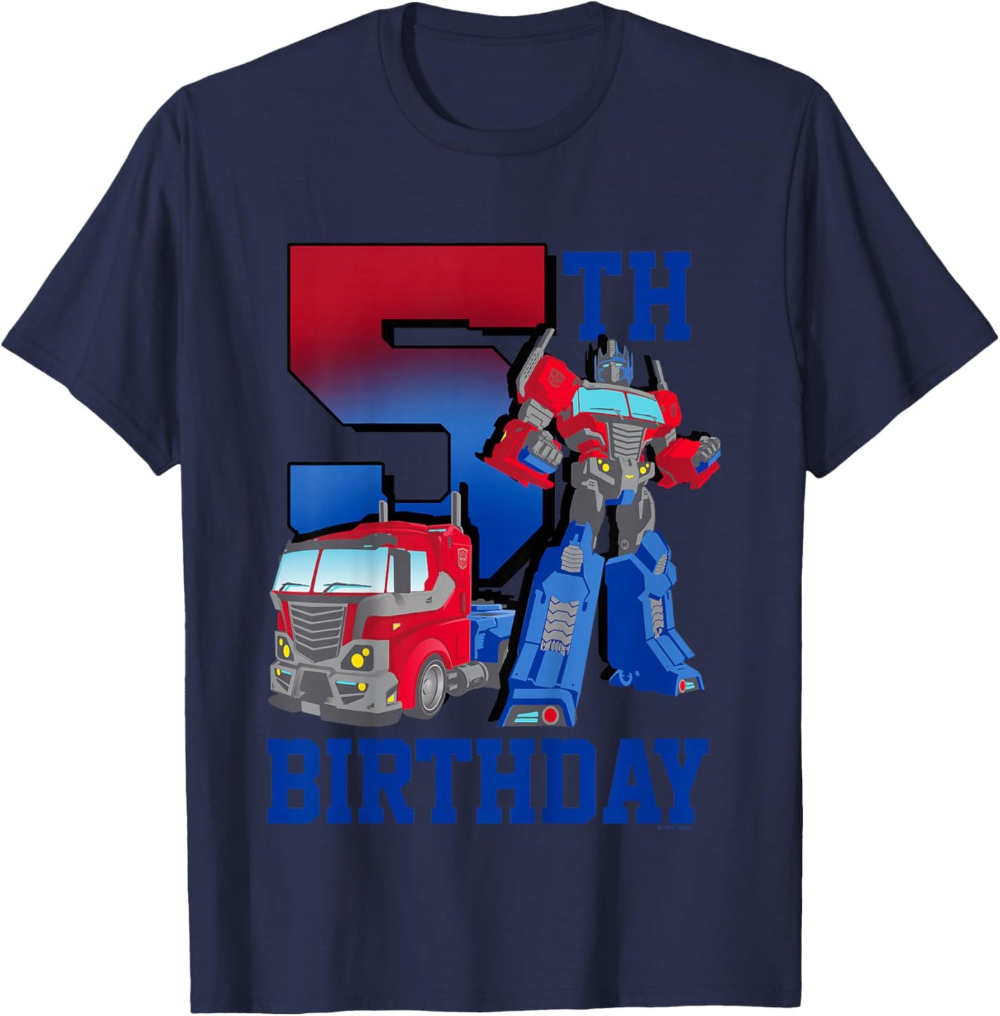 Transformers Optimus Prime 5th Birthday Gradient Fill Poster T-Shirt - T-Shirt | Navy