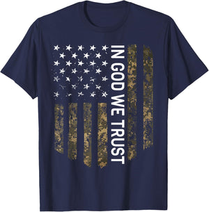 Patriotic American Flag Camo In God We Trust USA Patriot T-Shirt - T-Shirt | Navy