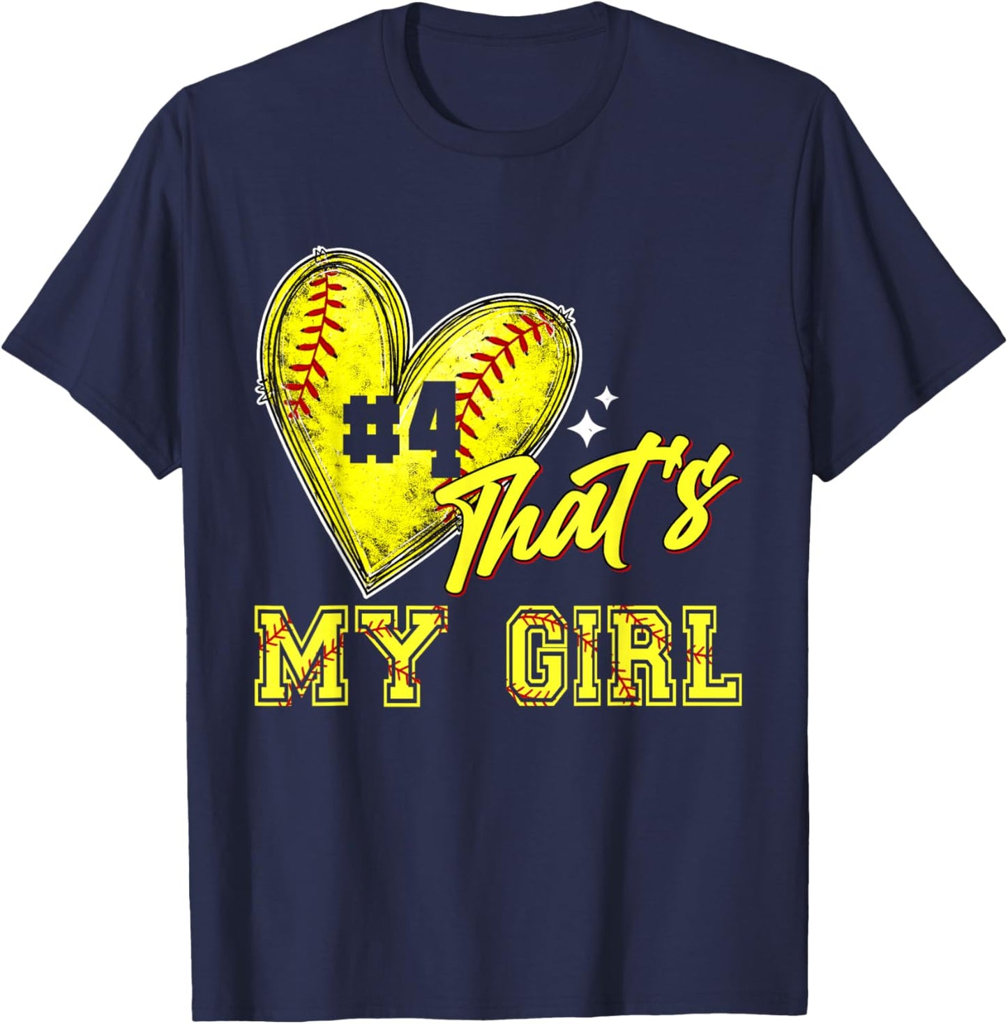 Softball Mom Dad That's My Girl Jersey Number 4 Game Day T-Shirt - T-Shirt | Navy