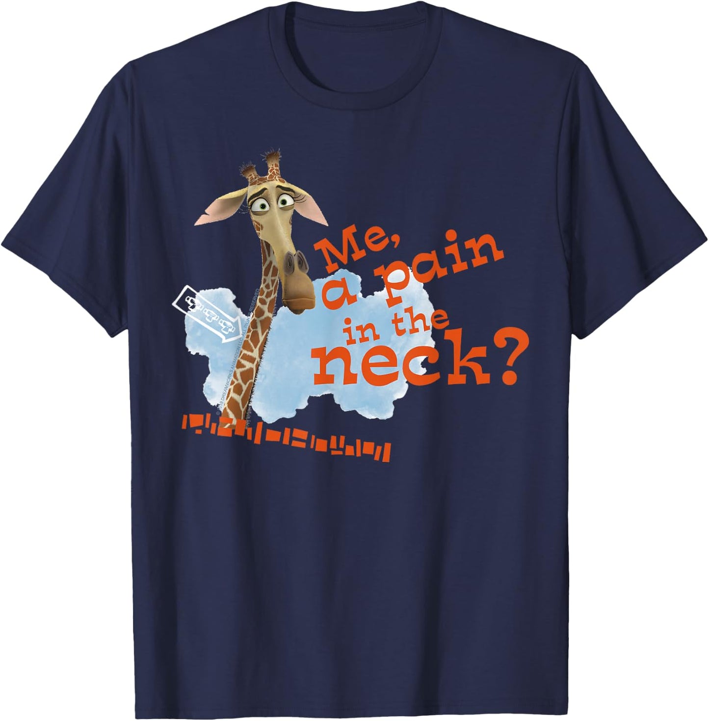 Madagascar Melman Pain In The Neck Text Poster T-Shirt - T-Shirt | Navy