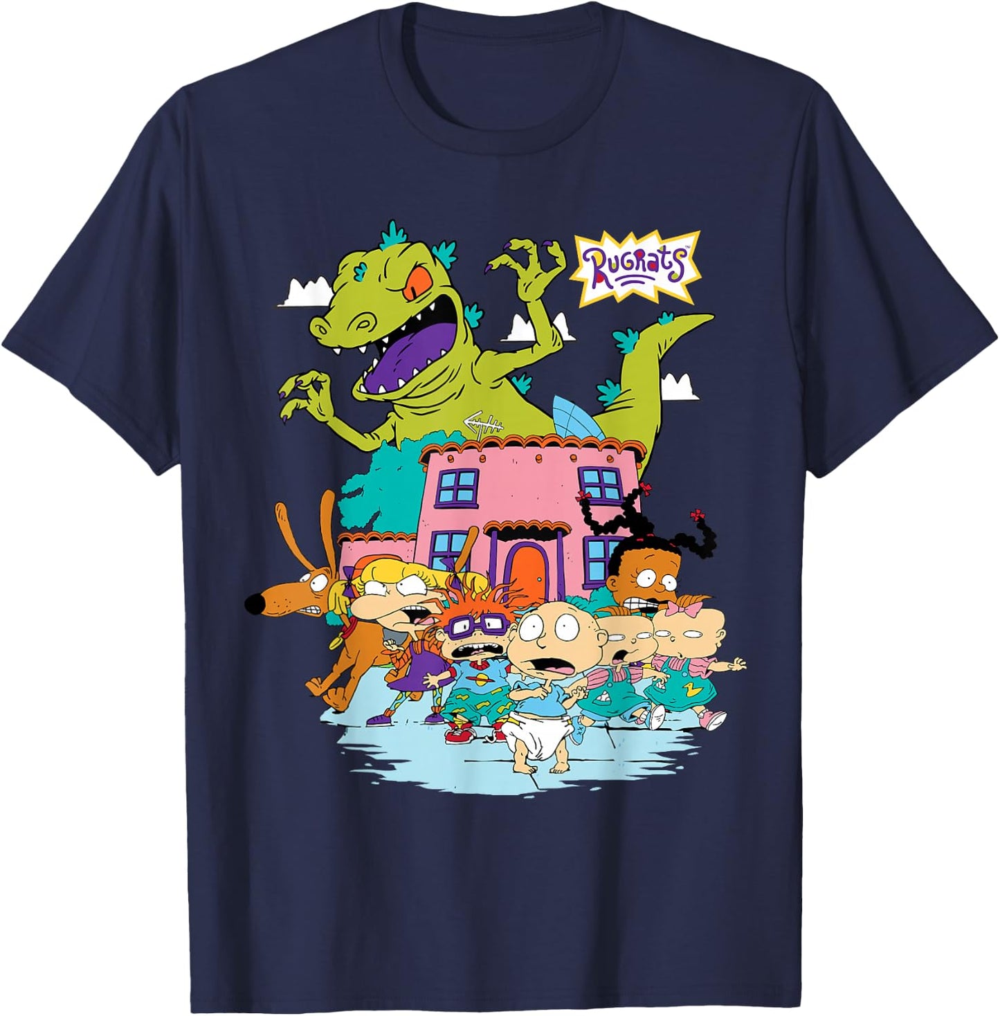 Rugrats Running Away from Reptar T-Shirt - T-Shirt | Navy