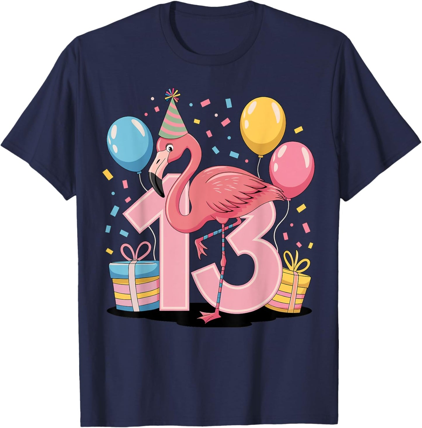 Flamingo 13th birthday boy girl 13 years old Flamingo T-Shirt - T-Shirt | Navy