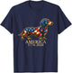 Dachshund-Mosaic America 1776-2026 Dog Patriotic July 4th T-Shirt - T-Shirt | Navy