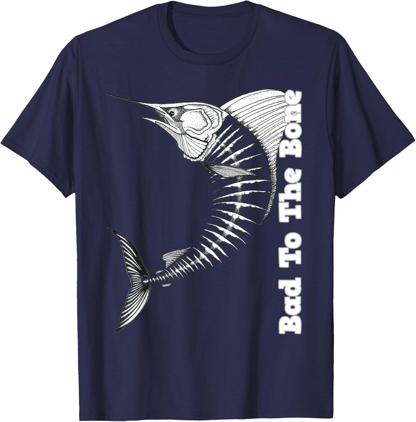 Marlin Bad To The Bone Marlin Fish Skeleton T-Shirt - T-Shirt | Navy