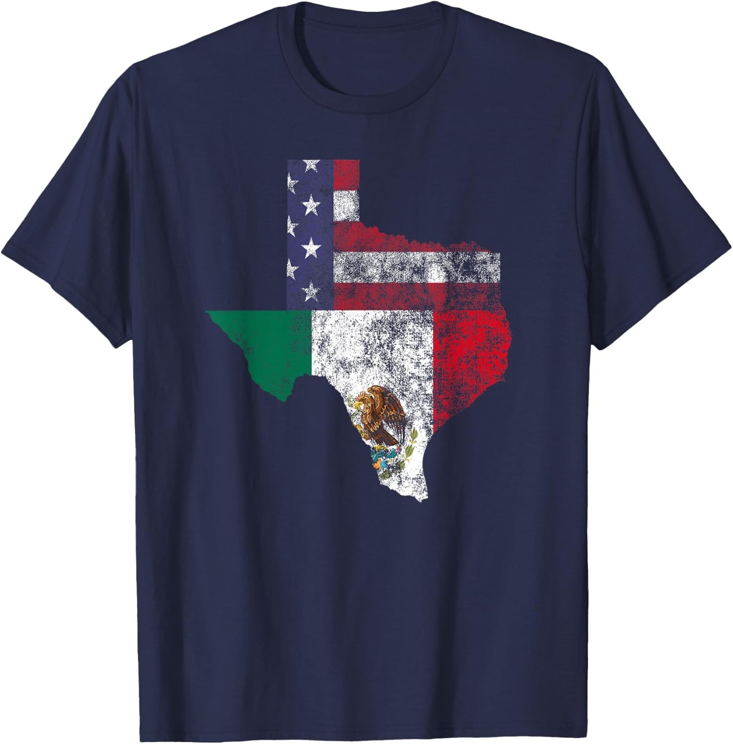 Texas Mexico American Flag Cinco De Mayo Mexican T Shirt T-Shirt - T-Shirt | Navy