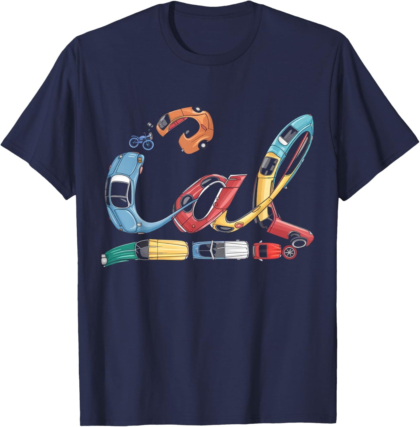 Cal Custom Name Personalized Classic Cars Boys Women Men T-Shirt - T-Shirt | Navy