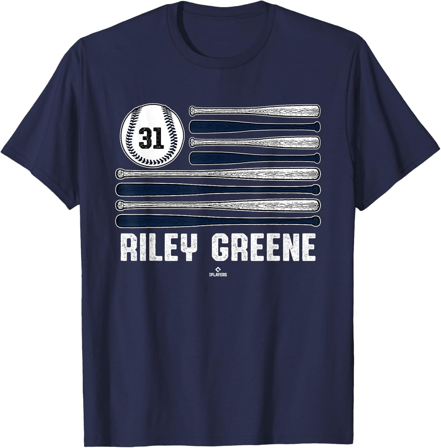 Baseball American Flag Riley Greene Detroit Baseball MLBPA T-Shirt - T-Shirt | Navy