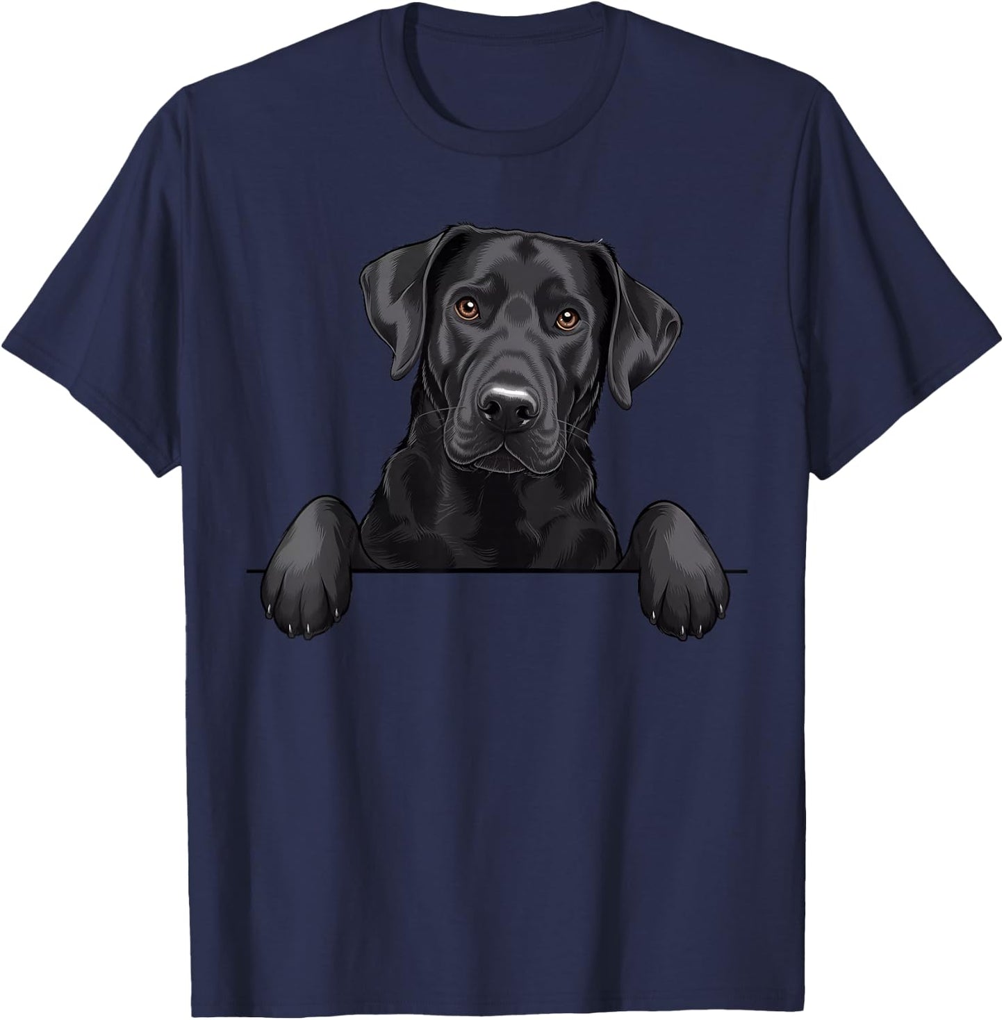 Cute Black Labrador Peeking Pocket Puppy Funny Lab Dog Lover T-Shirt - T-Shirt | Navy
