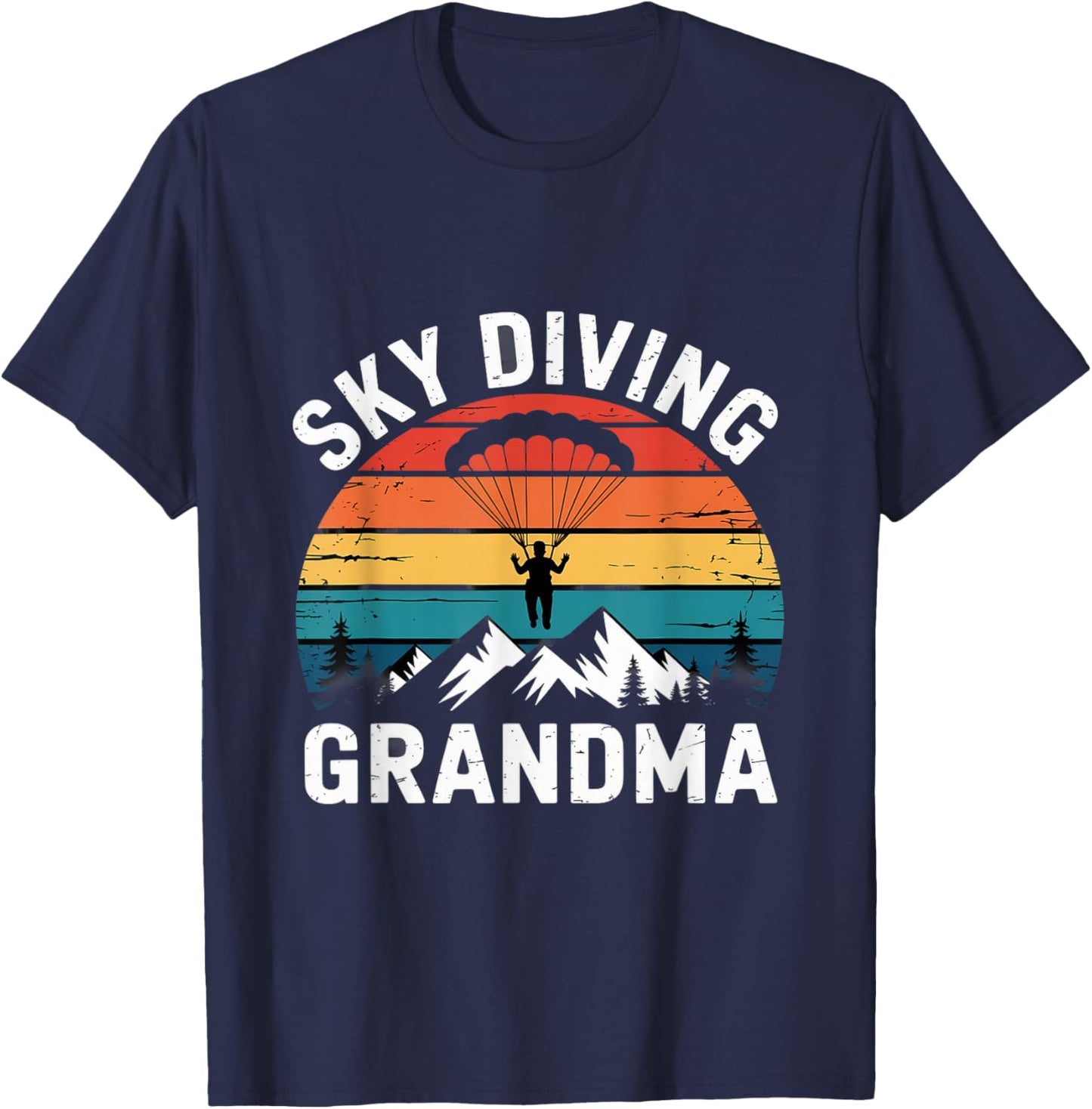 Retro Parachuting Skydiver Grandma Skydiving T-Shirt - T-Shirt | Navy