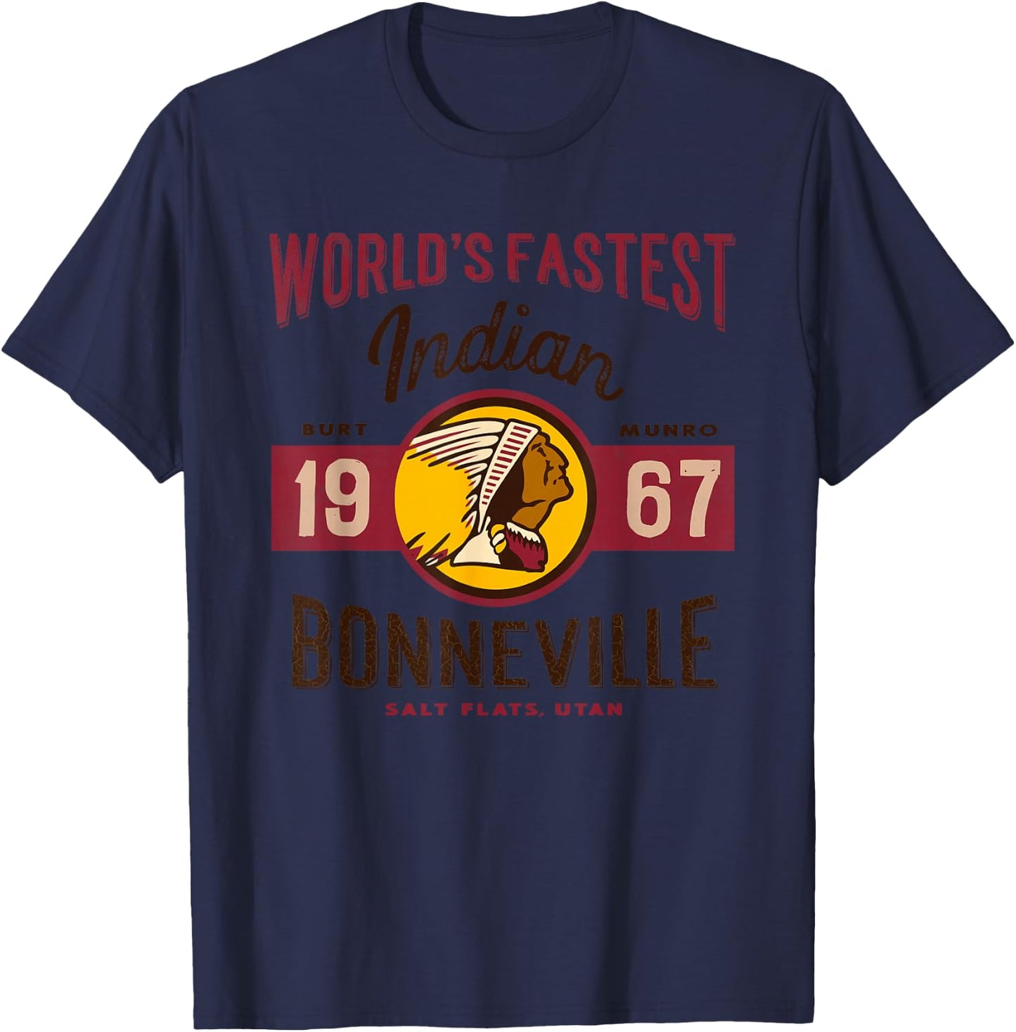 Vintage Motorcycle Utah Salt Flats Bonneville Race T Shirt T-Shirt - T-Shirt | Navy