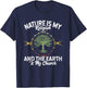 Nature Is My Religion Earth Is My Church Native American Day T-Shirt - T-Shirt | Navy