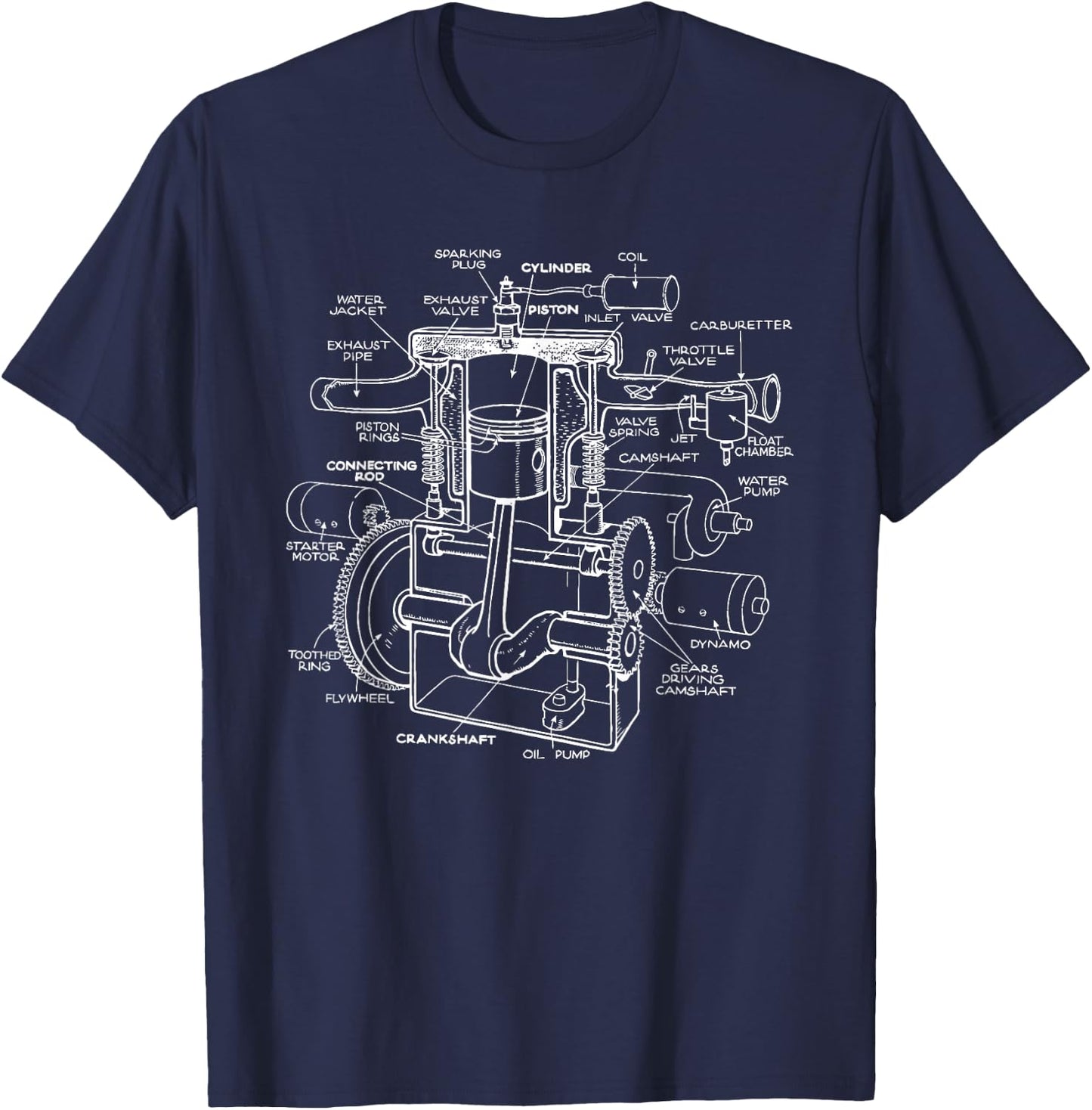 Mechanics Car Engine Pieces Cars Lovers - Muscle Cars T-Shirt - T-Shirt | Navy
