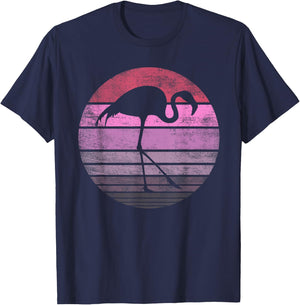 Pink Flamingo Lover Gifts Bird Vintage Animal Silhouette T-Shirt - T-Shirt | Navy