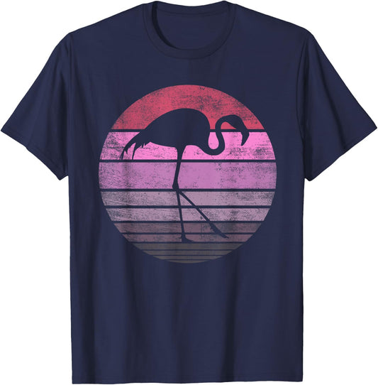 Pink Flamingo Lover Gifts Bird Vintage Animal Silhouette T-Shirt - T-Shirt | Navy