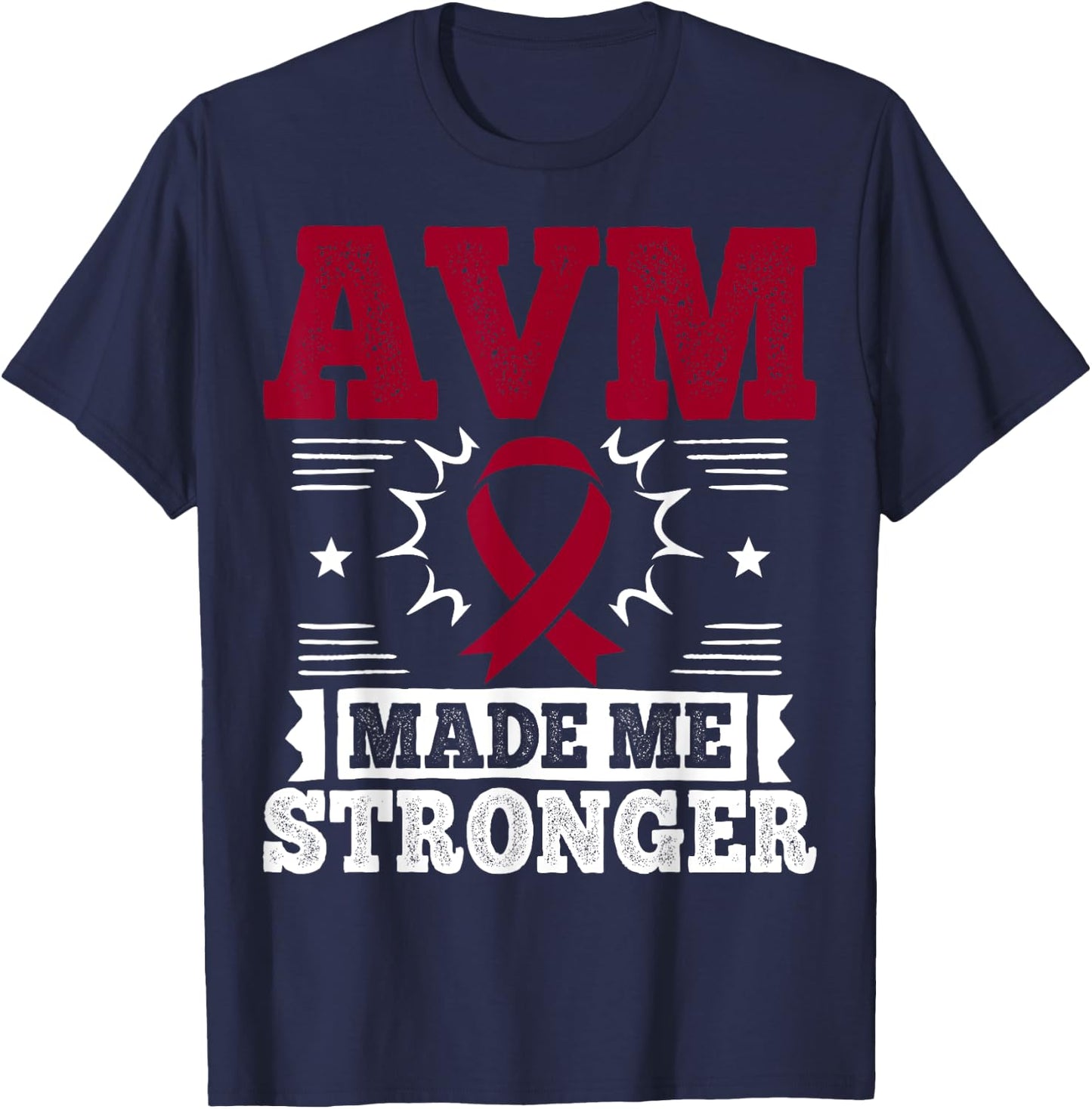 Arteriovenous Malformation Burgundy Ribbon T-Shirt - T-Shirt | Navy