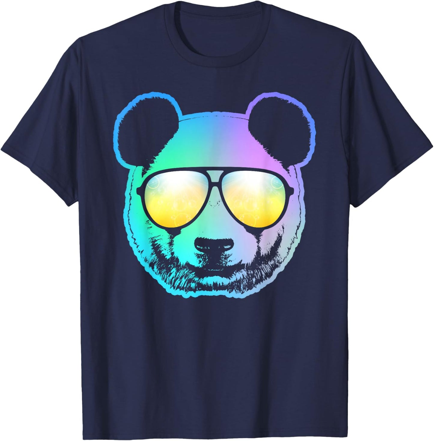 Panda Neon Bear Face T-Shirt - T-Shirt | Navy