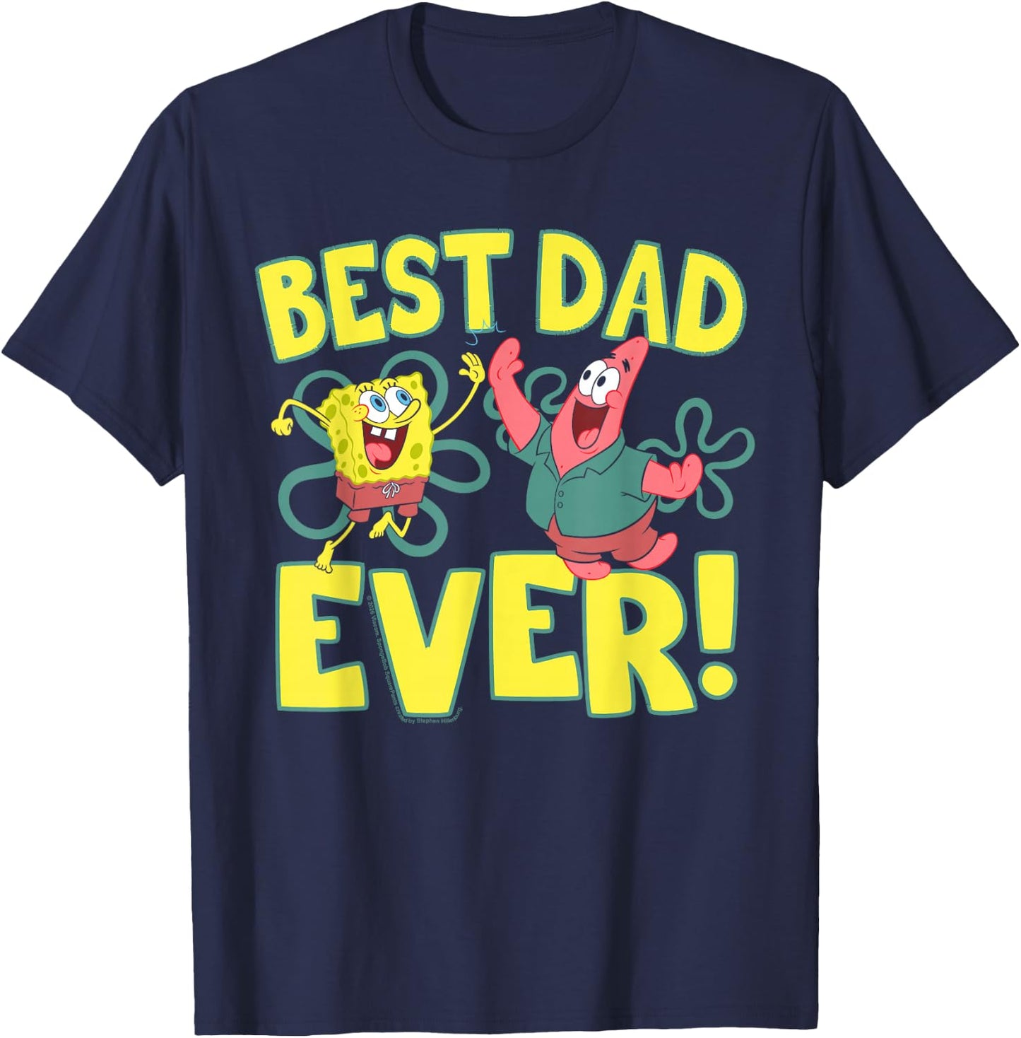 Spongebob Squarepants Father's Day Best Dad Ever T-Shirt - T-Shirt | Navy