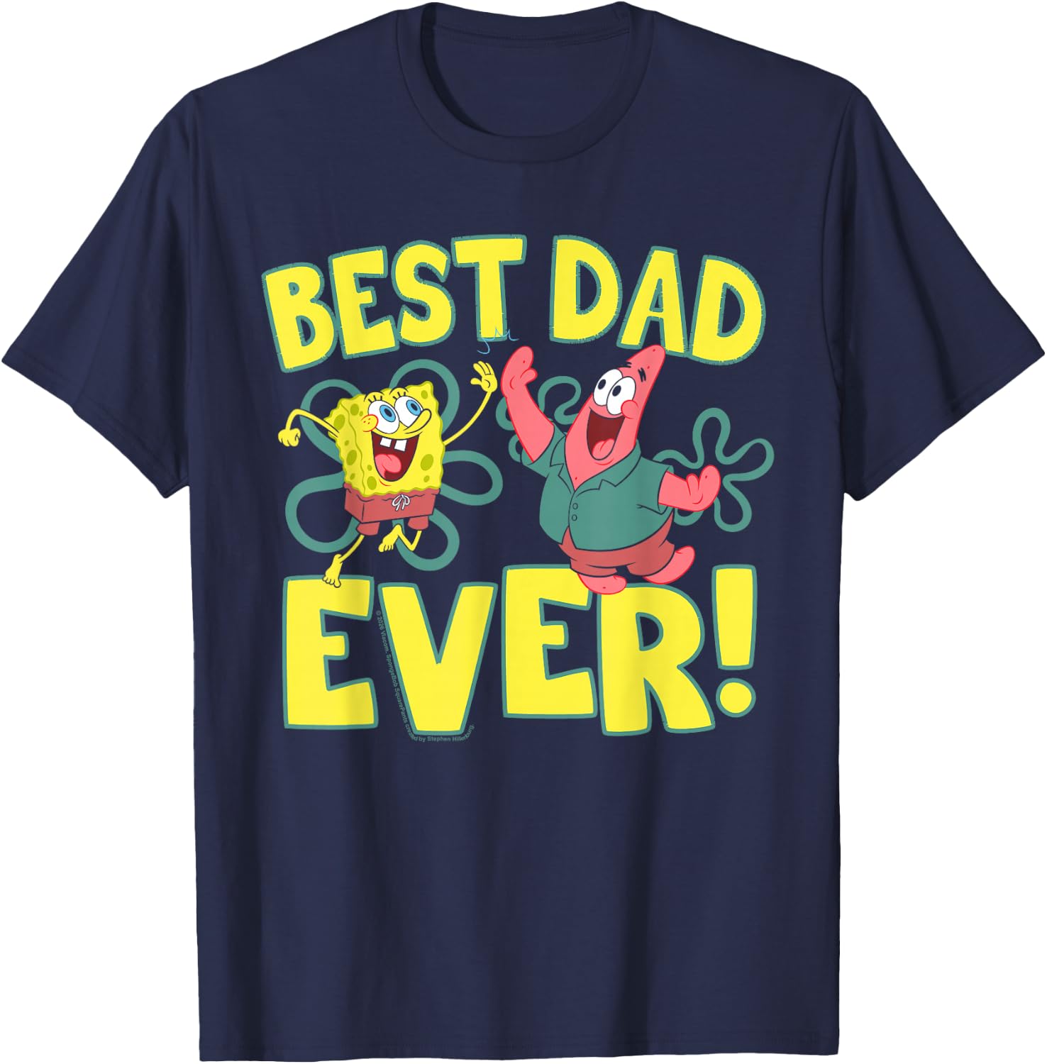 Spongebob Squarepants Father's Day Best Dad Ever T-Shirt - T-Shirt | Navy