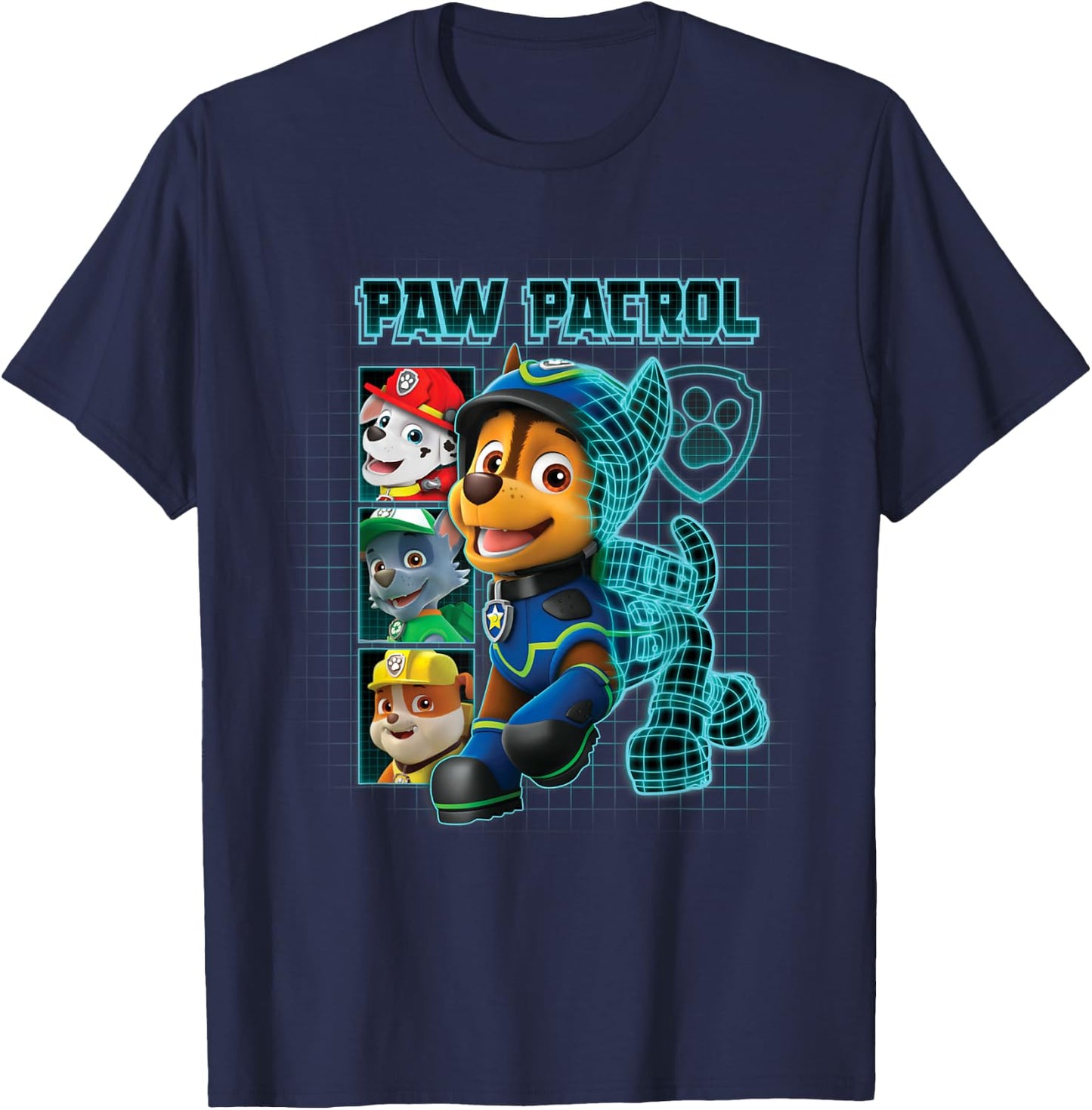 PAW Patrol Tech Police Pup Chase All Characters T-Shirt - T-Shirt | Navy