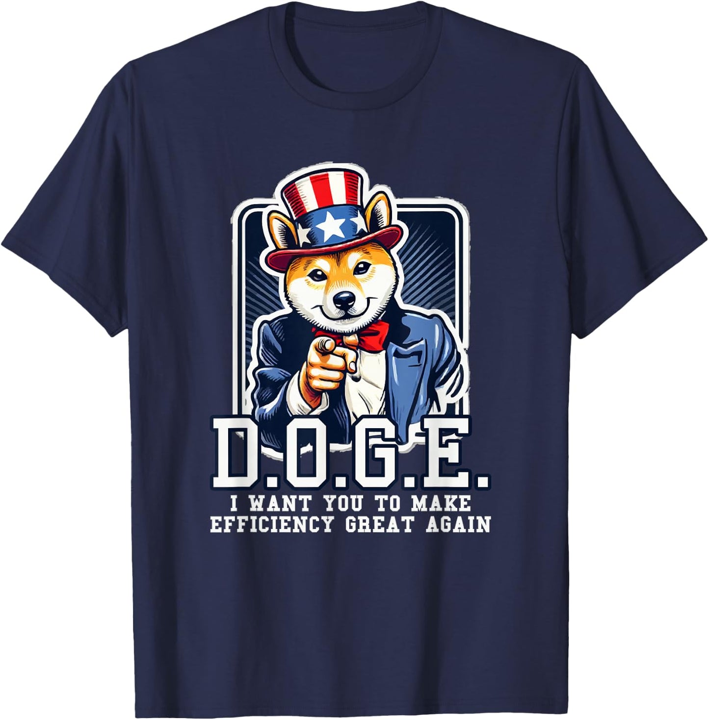 Department of Government Efficiency Doge Uncle Sam Dog T-Shirt - T-Shirt | Navy