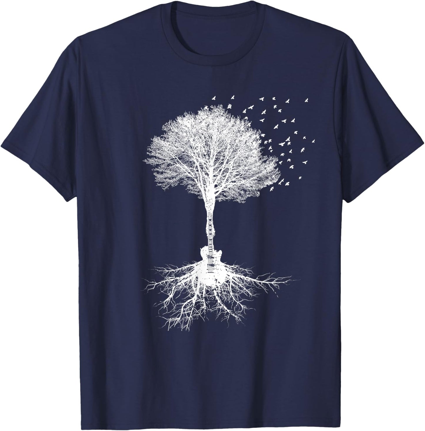 Acoustic Guitar Player Nature Tree, Birthday, Christmas Gift T-Shirt - T-Shirt | Navy