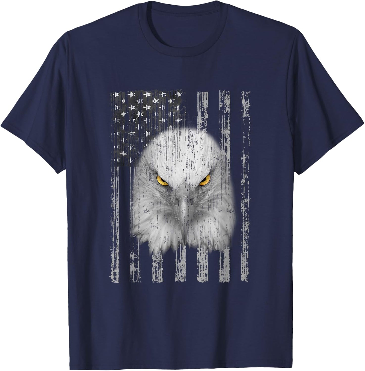 USA Flag with American Bald Eagle Eyes Shirt Patriotic T-Shirt - T-Shirt | Navy