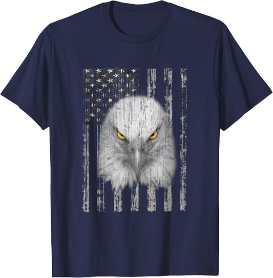 USA Flag with American Bald Eagle Eyes Shirt Patriotic T-Shirt - T-Shirt | Navy