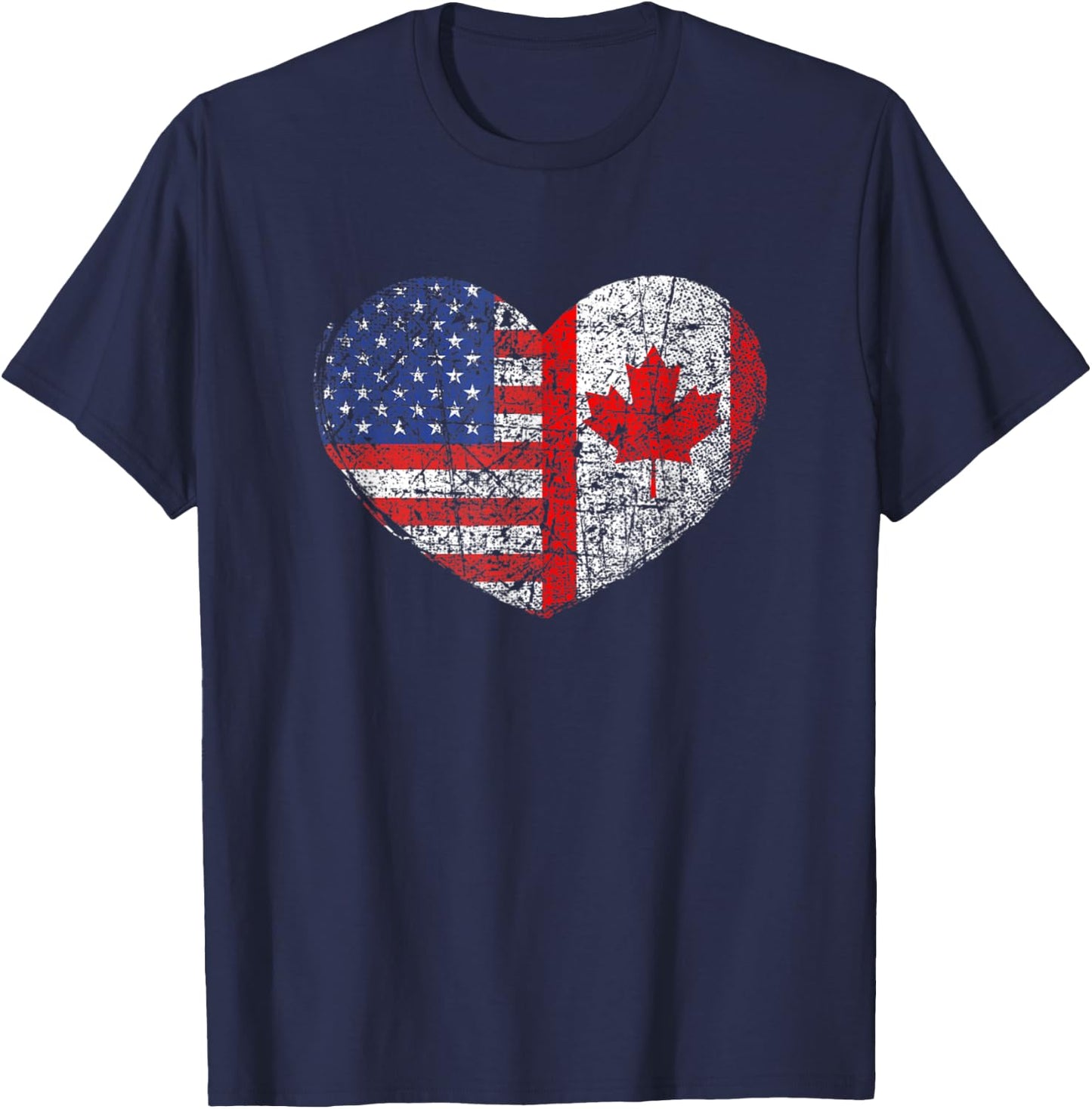 USA Canada Heart - Dual Citizenship T-Shirt - T-Shirt | Navy