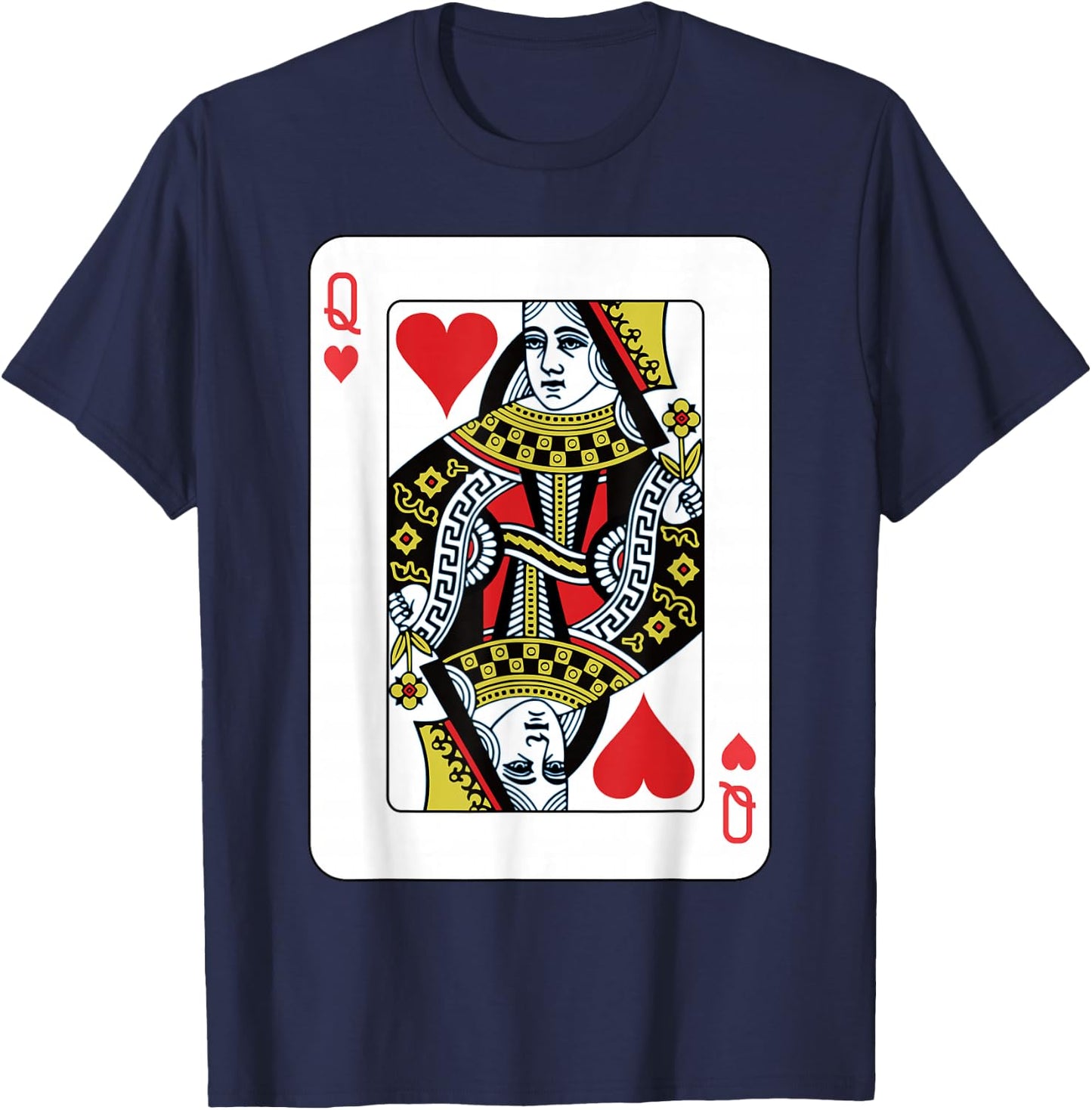 Queen of the Hearts Playing Card Poker T-Shirt - T-Shirt | Navy