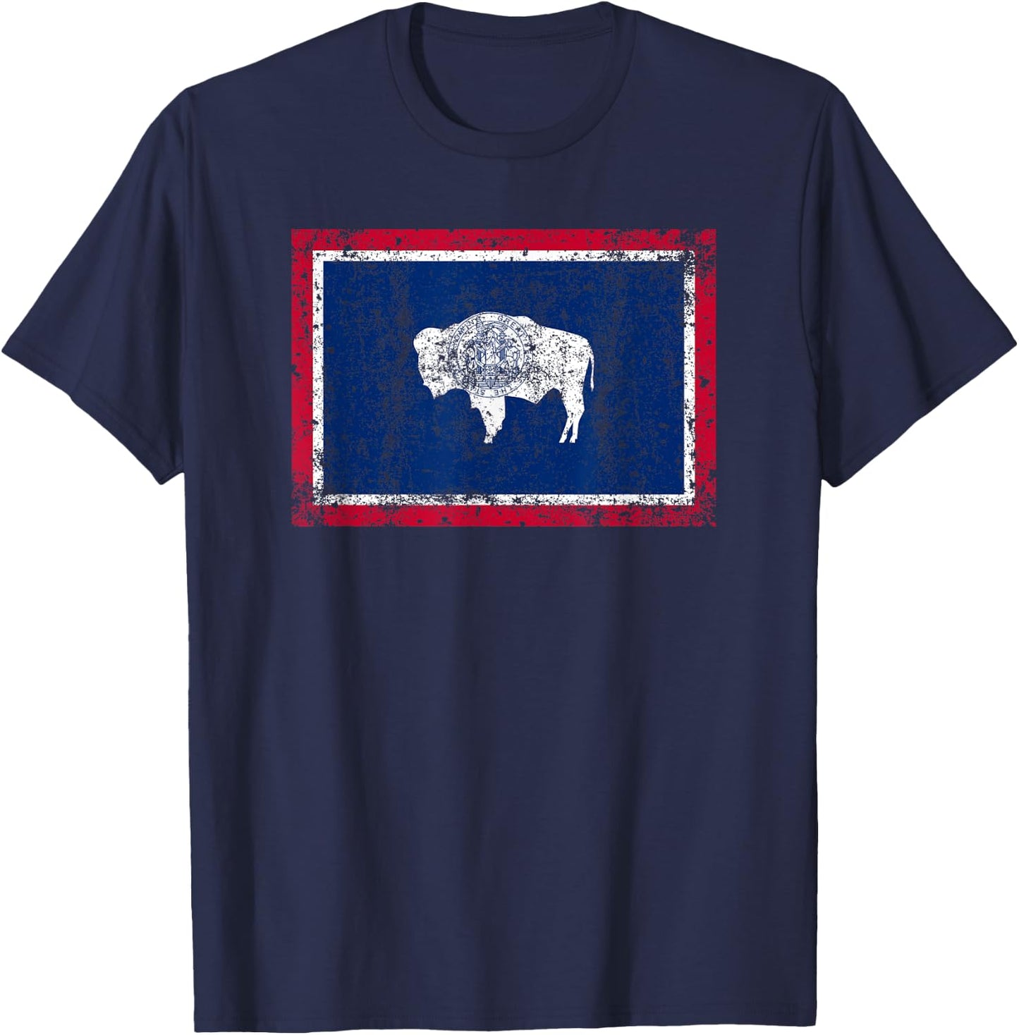 State of Wyoming Flag Fun Vintage Retro Fall Hiking Gift Dad T-Shirt - T-Shirt | Navy