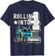 Rollin into 4 Big Rig Semi-Trailer Truck 4th Birthday Gift T-Shirt - T-Shirt | Navy