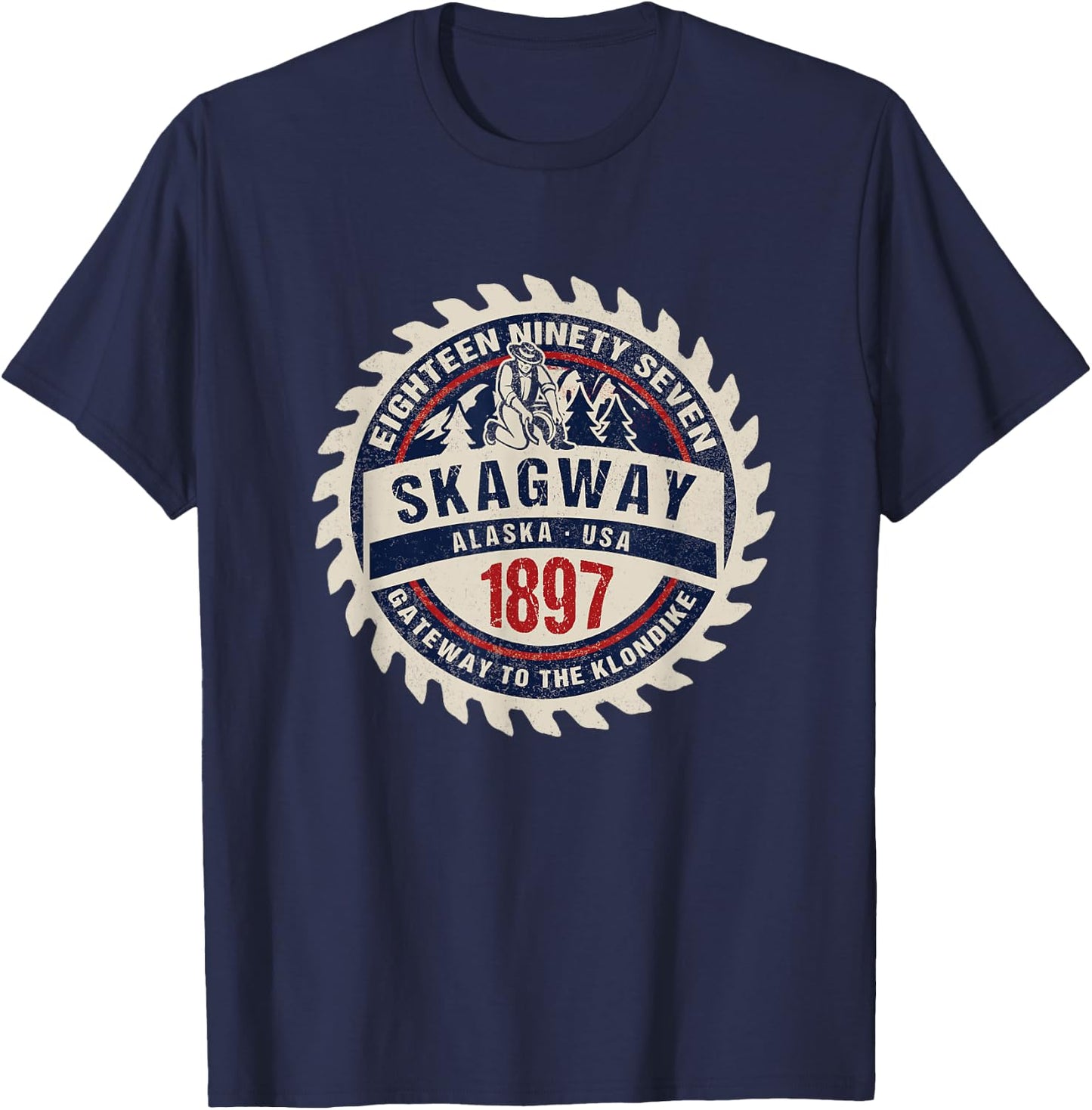 Skagway Alaska Historic Gold Rush Town Vacation Souvenir T-Shirt - T-Shirt | Navy