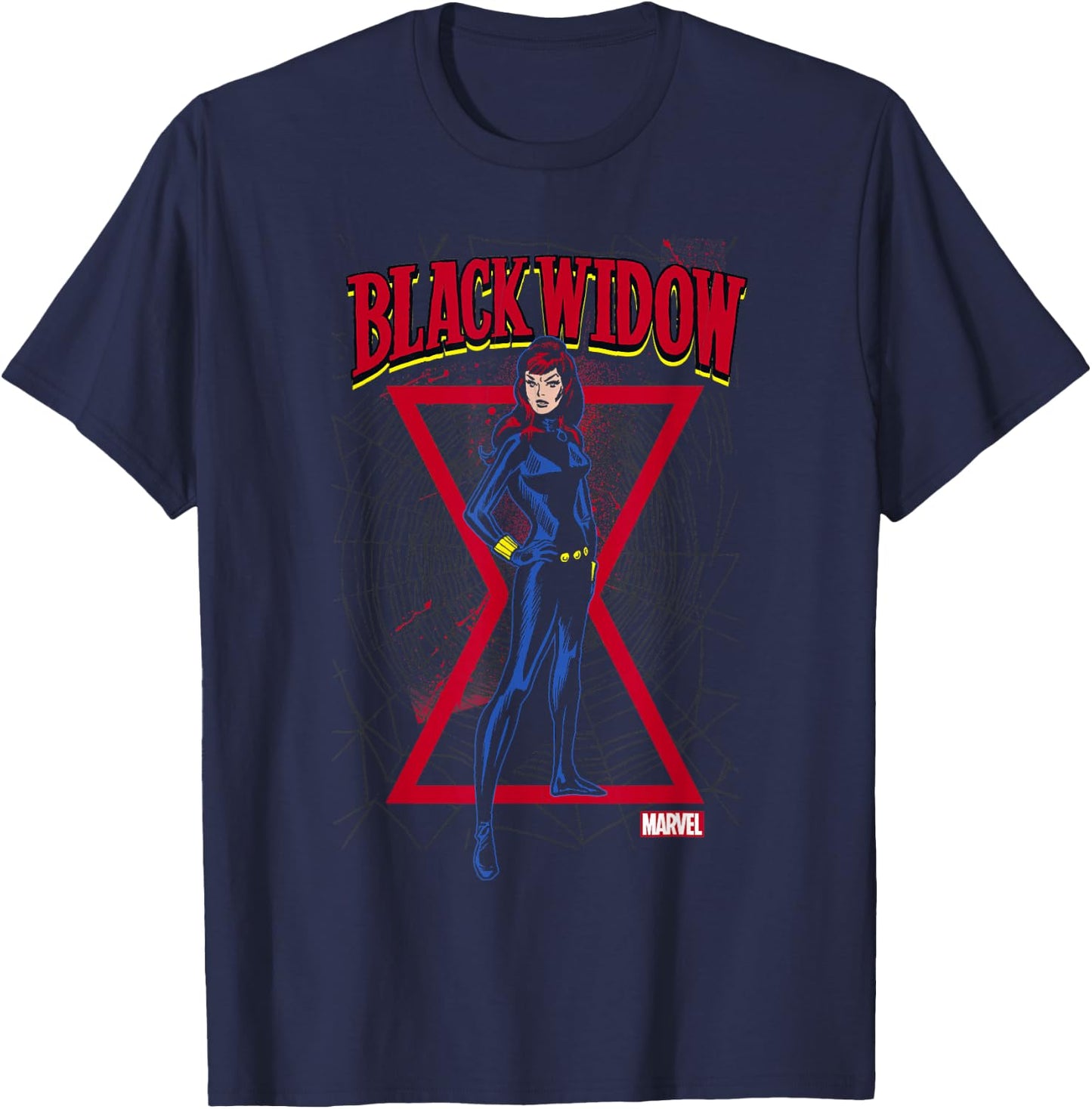 Marvel Black Widow Classic Retro Comic Stance T-Shirt - T-Shirt | Navy