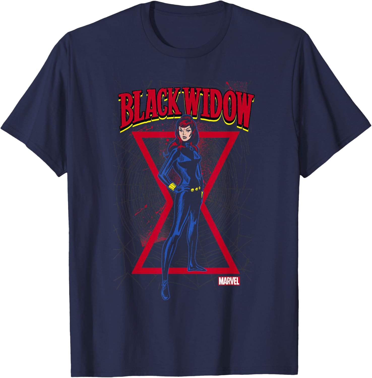 Marvel Black Widow Classic Retro Comic Stance T-Shirt - T-Shirt | Navy