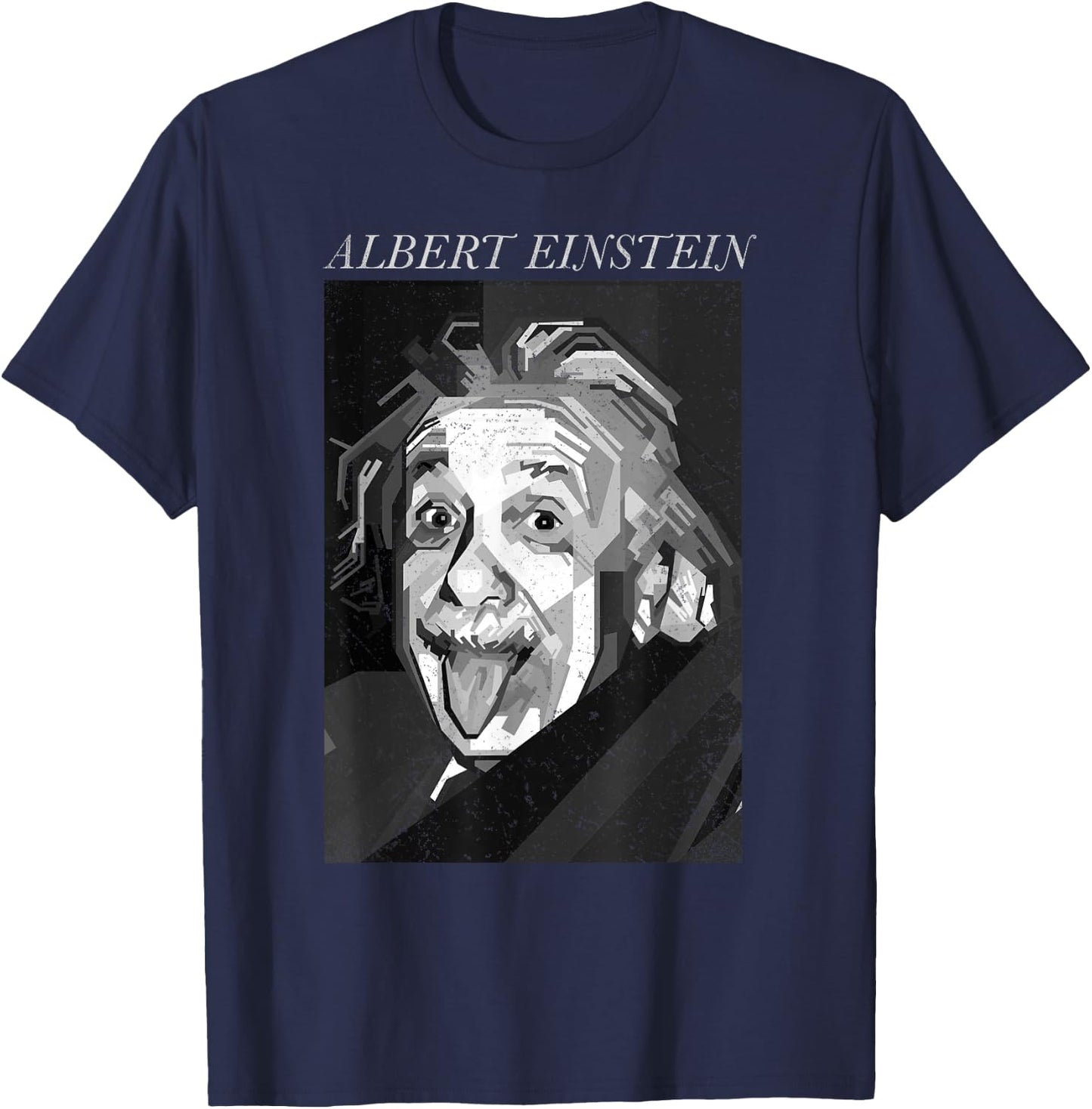 Trendy Apparel -Adults & Kids Graphic - Albert Einstein Logic Quote Front Back - Black - Small - Short Sleeve T-Shirt - T-Shirt | Navy