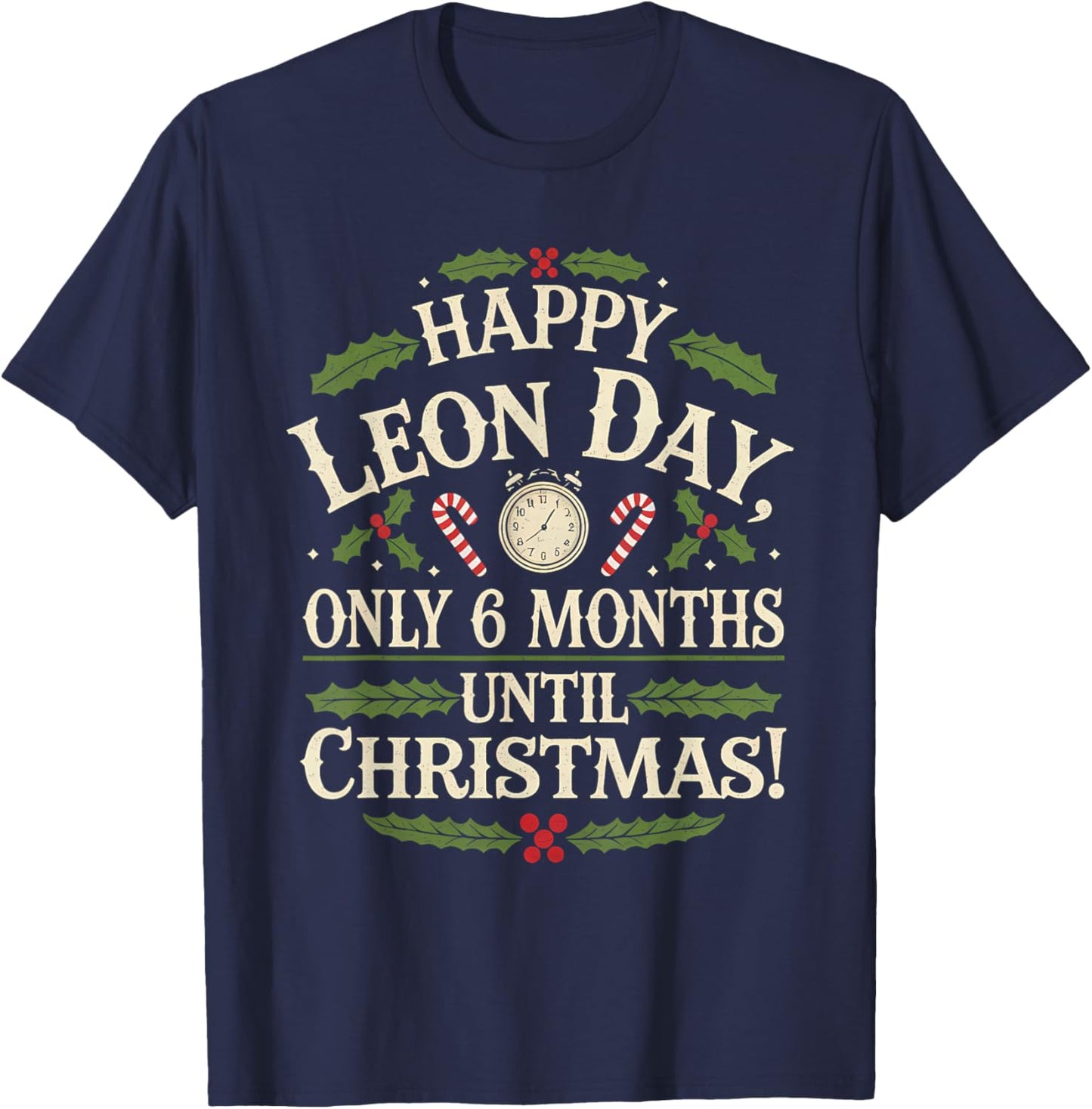Merry Leon Day Noel Backwards Funny Christmas Countdown T-Shirt - T-Shirt | Navy