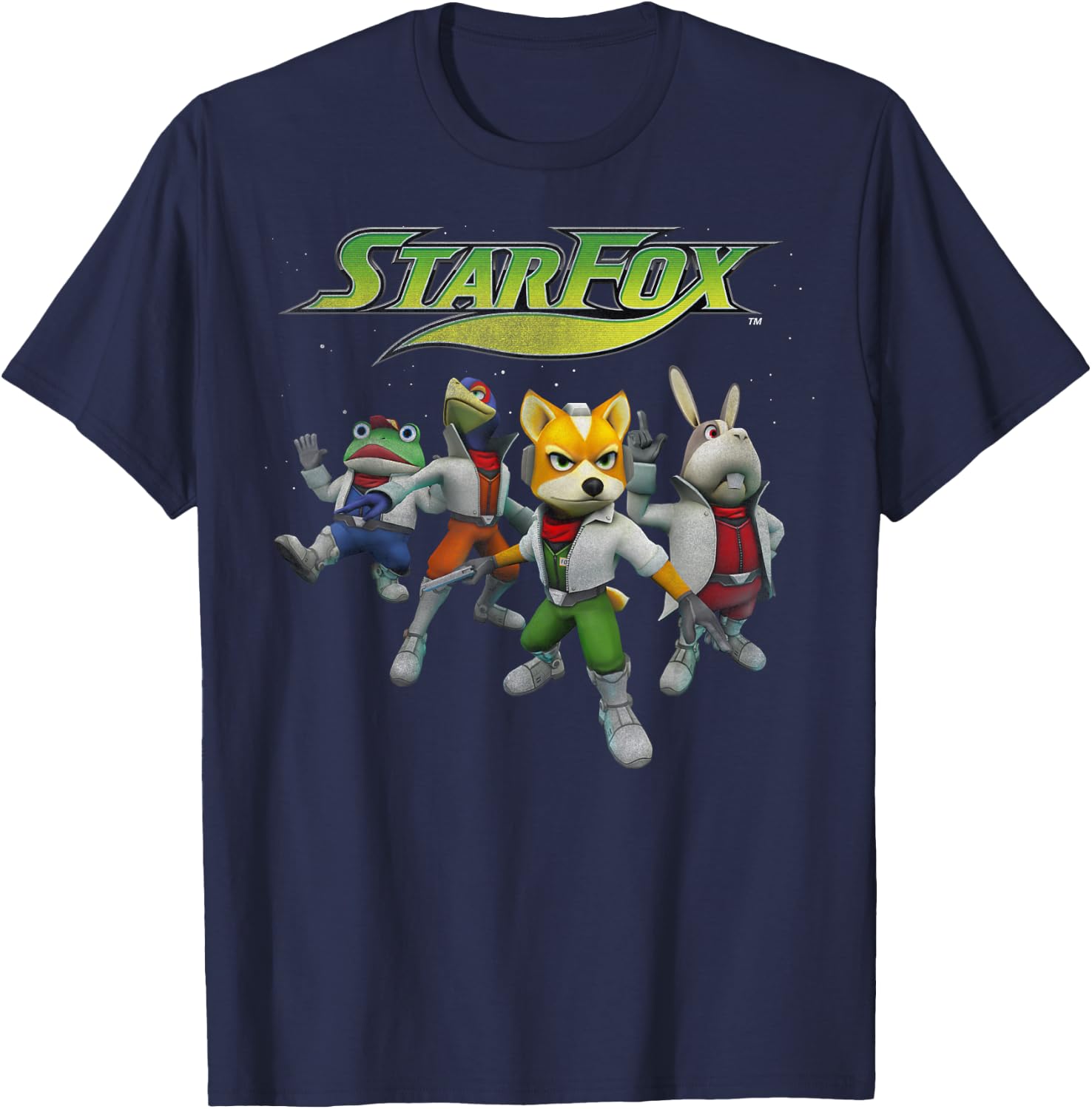 Nintendo Star Fox Retro Group Shot T-Shirt - T-Shirt | Navy