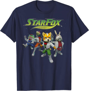 Nintendo Star Fox Retro Group Shot T-Shirt - T-Shirt | Navy