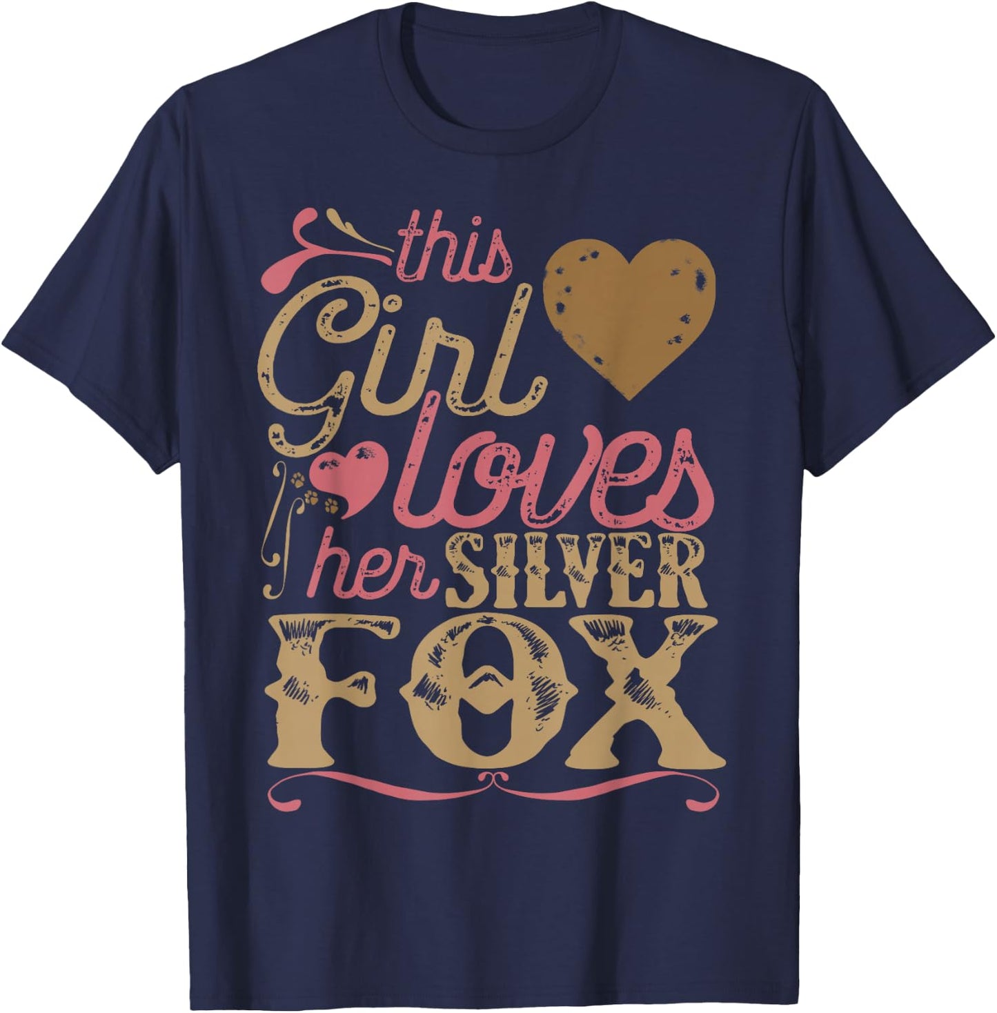 Silver Fox Shirt Gift Present T-Shirt - T-Shirt | Navy