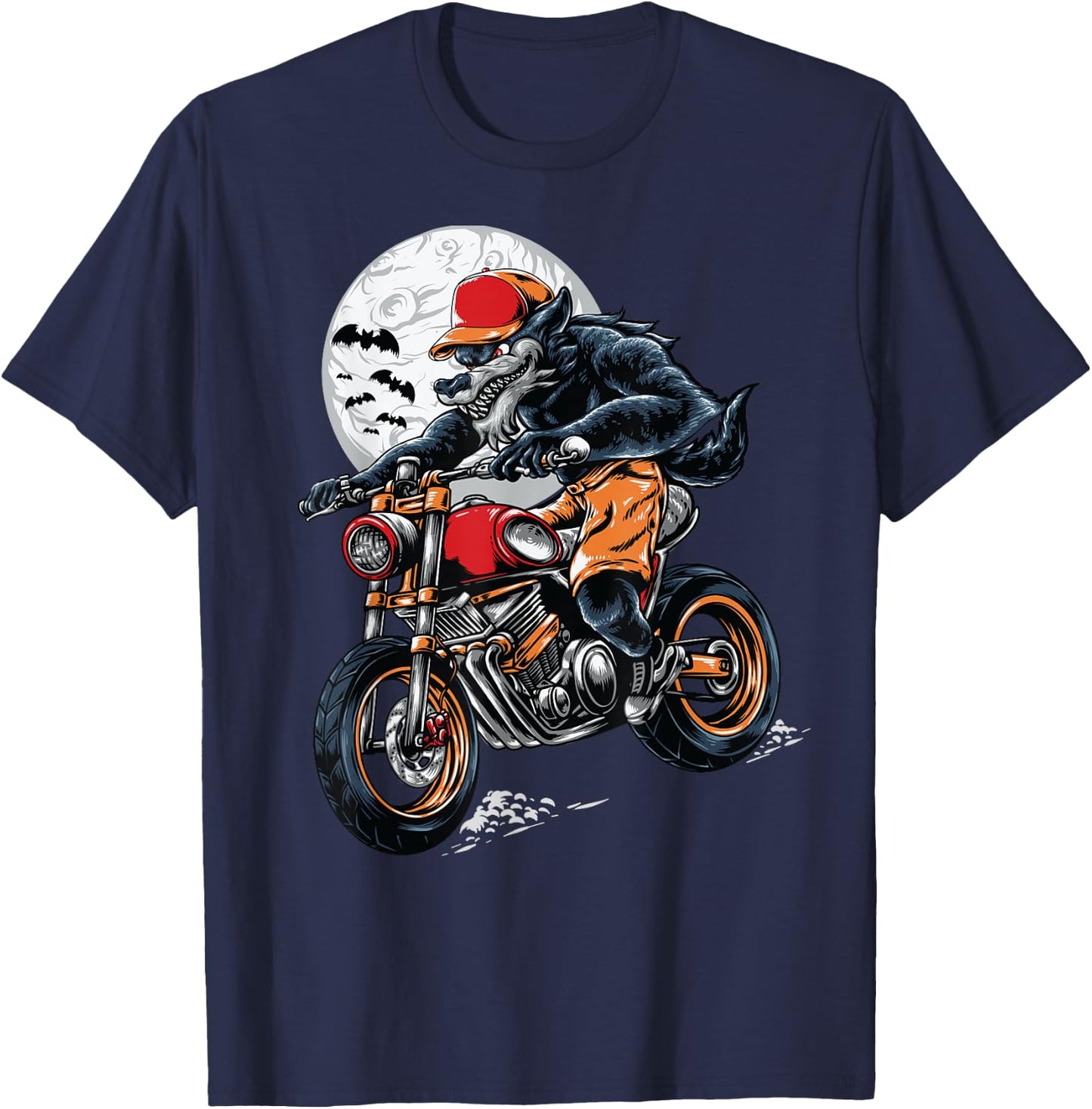 werewolf biker Gift lovers Motorcycle costume T-Shirt - T-Shirt | Navy
