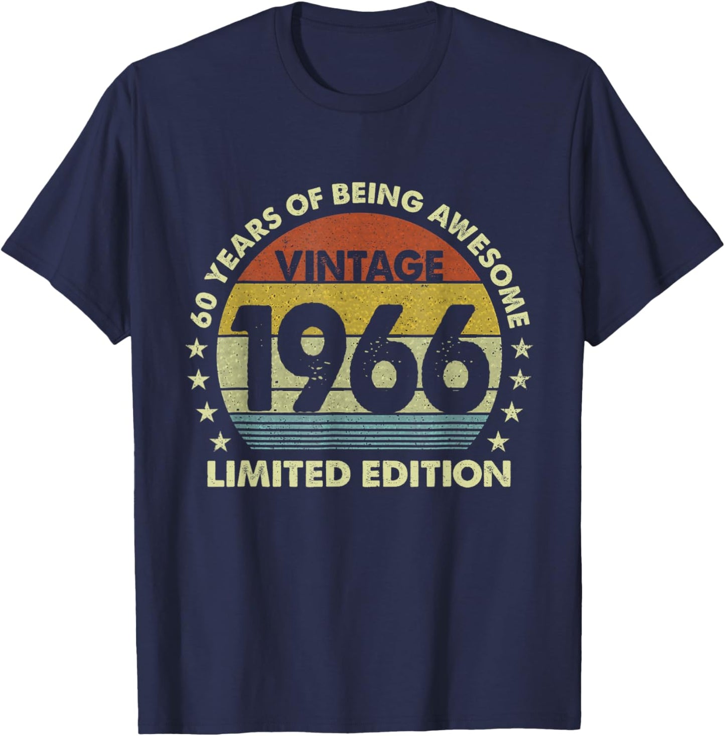 Vintage 1966 Limited Edition 60th Birthday 60 Year Old Bday T-Shirt - T-Shirt | Navy