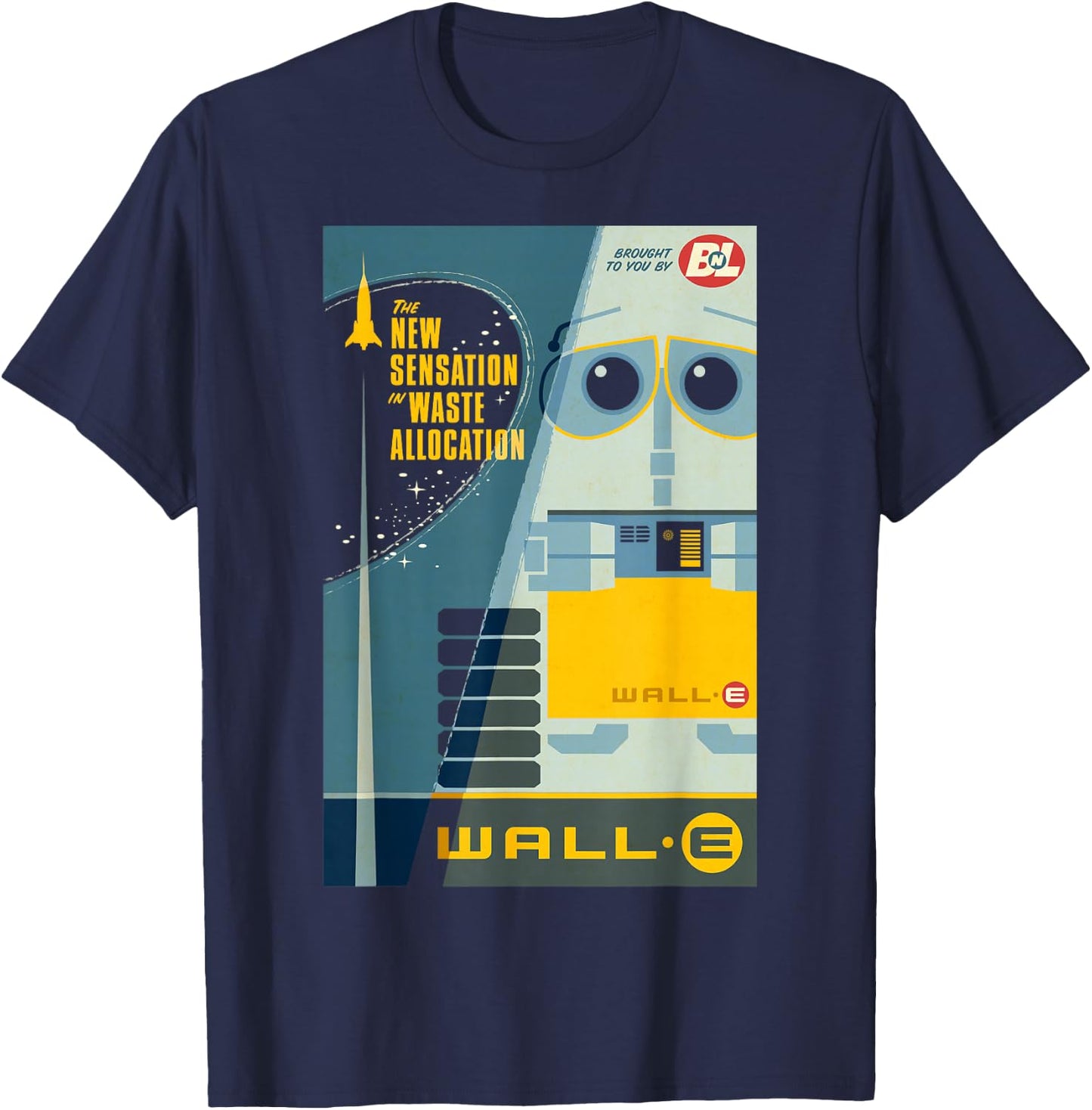 Disney Pixar Wall-E The New Sensation in Waste Allocation T-Shirt - T-Shirt | Navy