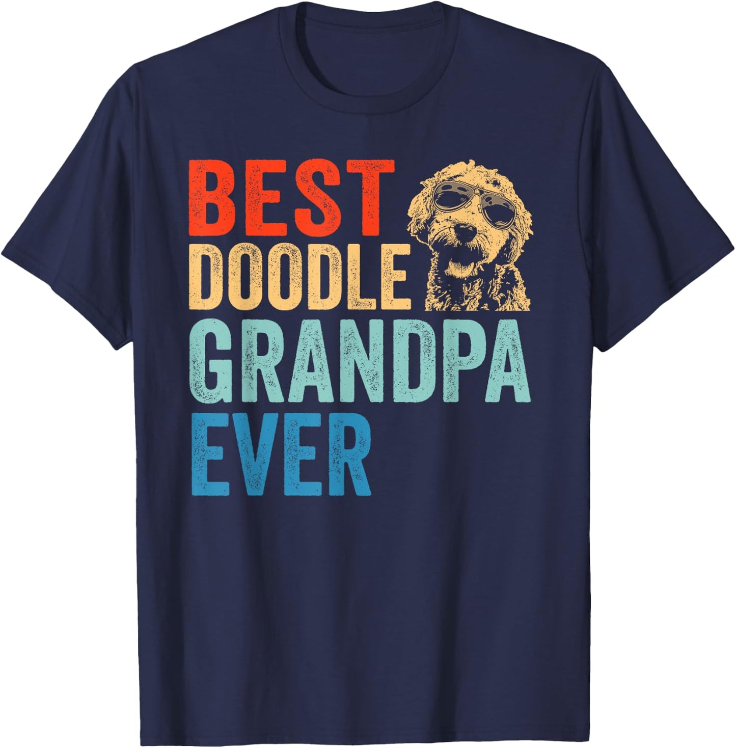 Best Doodle Grandpa Ever Vintage Goldendoodle Gift T-Shirt - T-Shirt | Navy