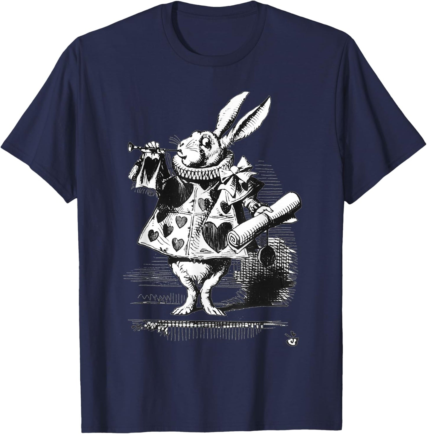 Halloween White Rabbit Alice In Wonderland Gift Bunny T-Shirt - T-Shirt | Navy
