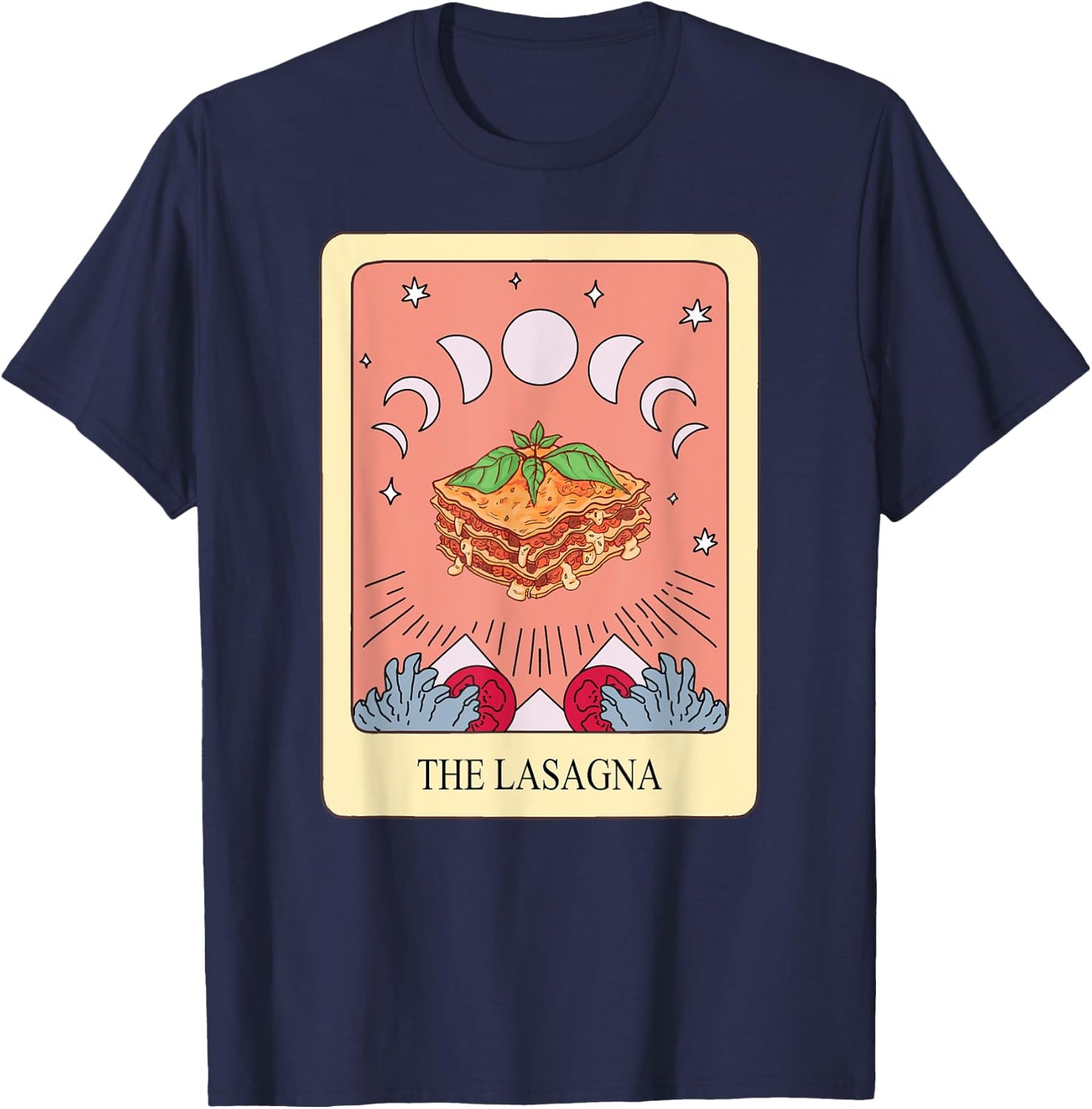 Lasagna Tarot Card Shirt Funny Lasagna Lover Tarot Fan T-Shirt - T-Shirt | Navy