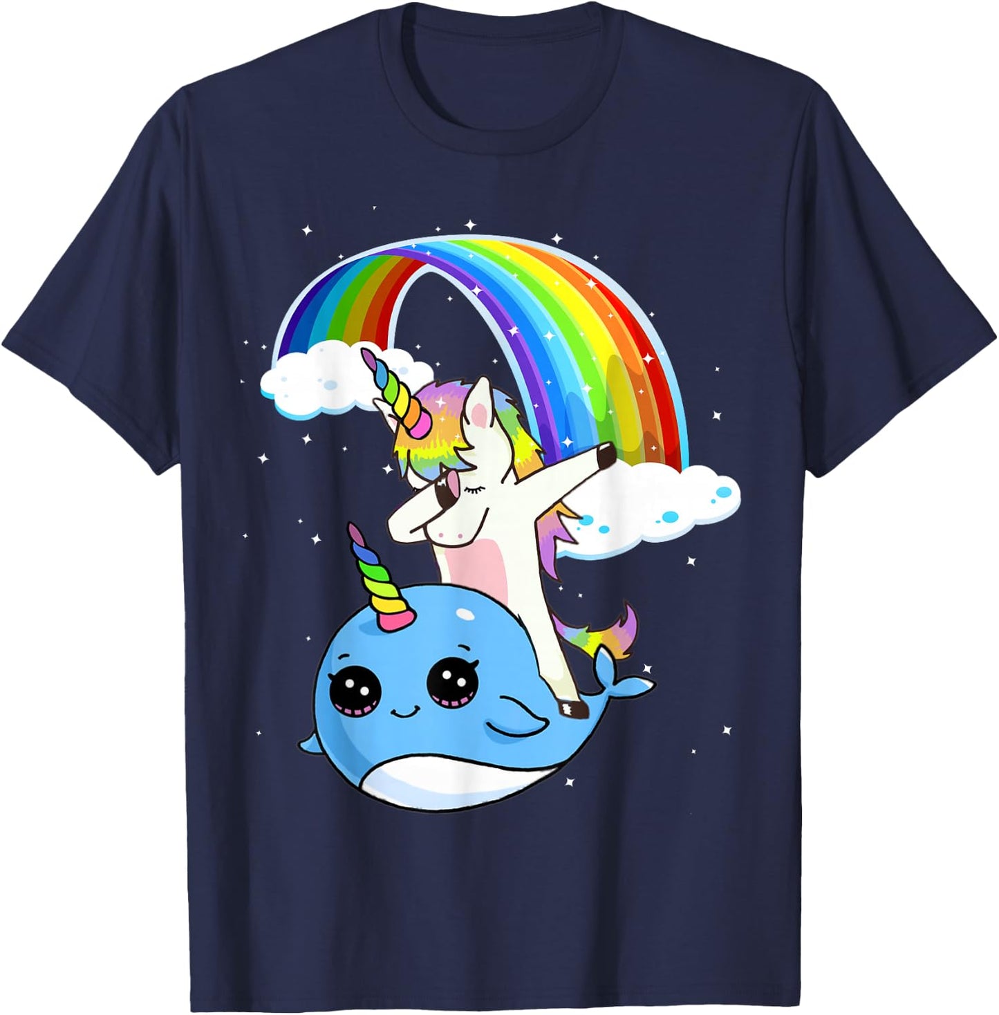 Unicorn Narwhal Shirt Dabbing Unicorn Narwhal Rainbow T-Shirt - T-Shirt | Navy