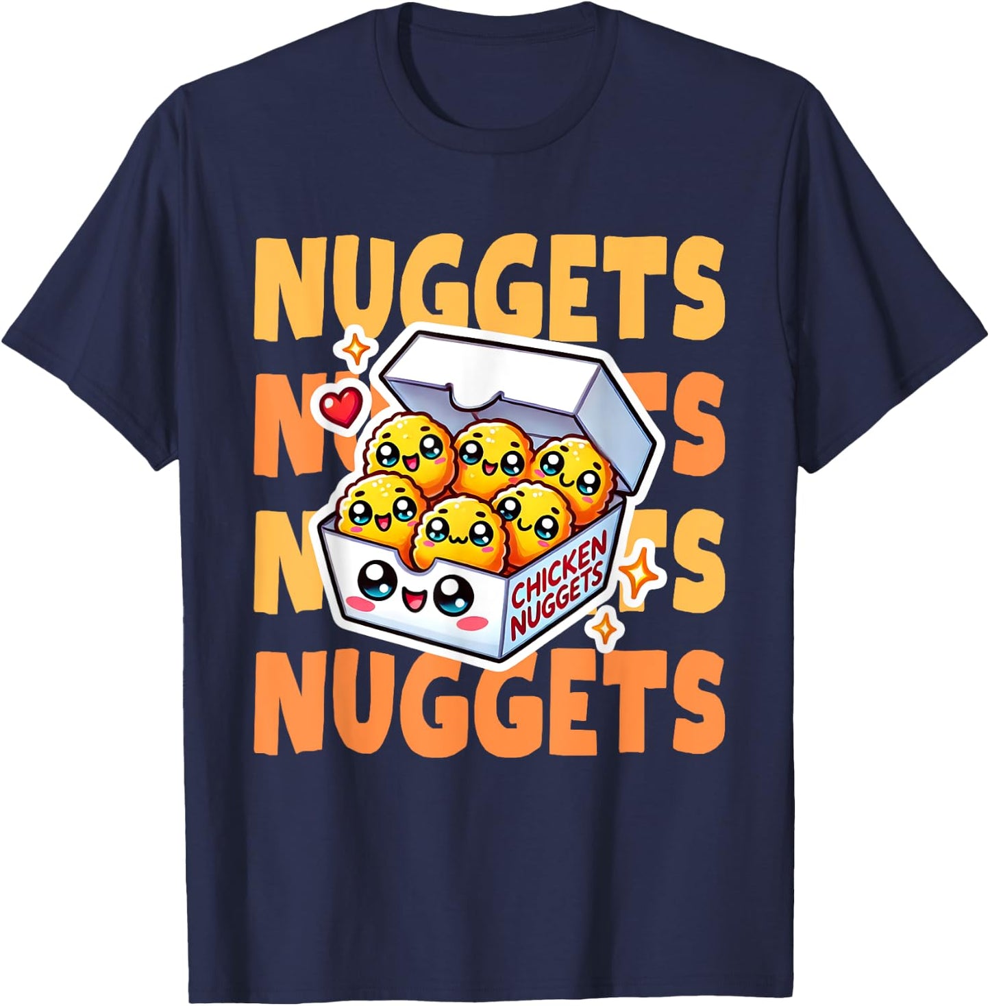 Chicken Nuggets Box Cute Kawaii T-Shirt - T-Shirt | Navy